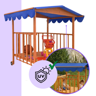 Homokozó verandával