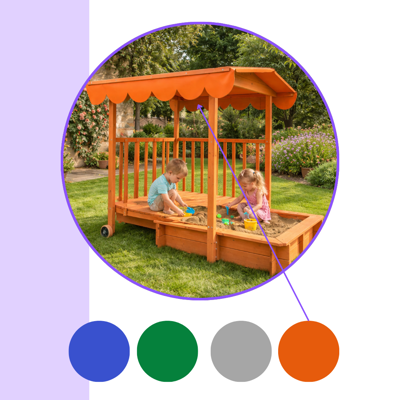 Homokozó verandával