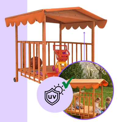 Homokozó verandával