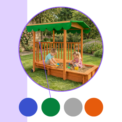 Homokozó verandával