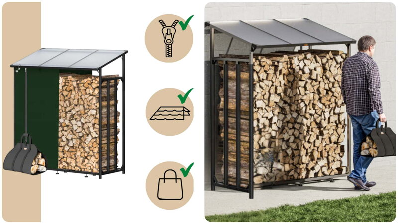 Tűzifa tároló fatáskával