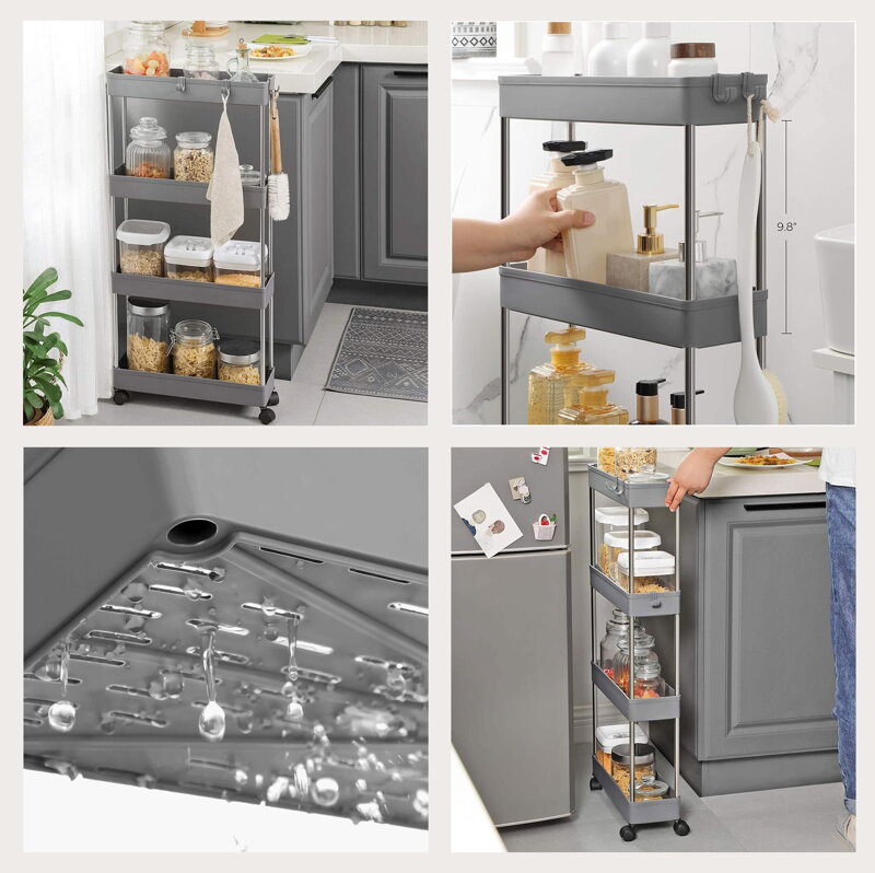 Úzky vozík na kolieskach do kuchyne