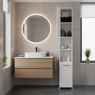 SILKE magas fürdőszobai szekrény, 180×30×30cm, fehér