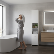 SILKE magas fürdőszobai szekrény, 180×30×30cm, fehér