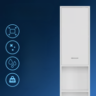 SILKE magas fürdőszobai szekrény, 180×30×30cm, fehér