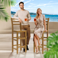 OSLO bárszék karfával, 2 db, 40x36x110cm, természetes barna