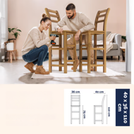 OSLO bárszék karfával, 2 db, 40x36x110cm, természetes barna