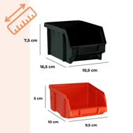 ORDER függő szerszámszervező, 30 doboz, 64x2x38cm, piros/fekete