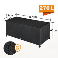 RICCO polyrattan tárolódoboz, 122x56x61cm, fekete