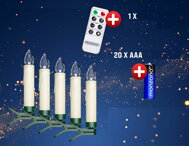 CANDLE gyertyák karácsonyfára, 20db, 10,5cm, meleg fehér