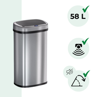 DEUS érzékelős szemetes, 58 liter, ezüst