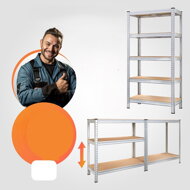 HEAVY nagy teherbírású polc, 2 darab, max 875kg, 90x40x180cm, ezüst