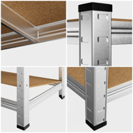 Nagy teherbírású HEAVY polc, max. 700 kg, 160x90x40 cm, ezüst