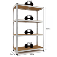 Nagy teherbírású HEAVY polc, max. 700 kg, 160x90x40 cm, ezüst