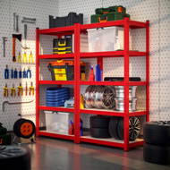 HEAVY nagy teherbírású polc, max. 875kg, 180×90×40cm, piros