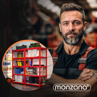 HEAVY nagy teherbírású polc, max. 875kg, 180×90×40cm, piros