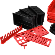 ORDERBOX függő műhelyrendező 28 dobozzal és szerszámtartóval, piros/fekete 