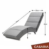 LONDON napozó fotel, 186×55×89cm, szürke