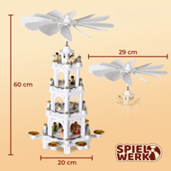 MERRY karácsonyi piramis, 60x20x20cm, fehér