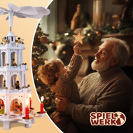 MERRY karácsonyi piramis, 60x20x20cm, fehér