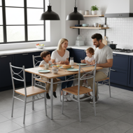 PAUL étkezőgarnitúra, 5 részes, természetes barna