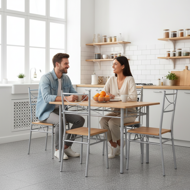 PAUL étkezőgarnitúra, 5 részes, természetes barna