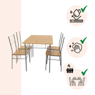 PAUL étkezőgarnitúra, 5 részes, természetes barna