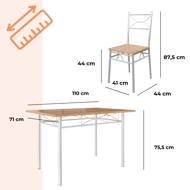 PAUL étkezőgarnitúra, 5 részes, természetes barna