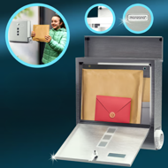 POST postaláda újságtartóval, 30,5x10x33,5cm, ezüst