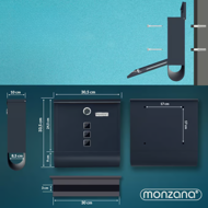 POST postaláda újságtartóval, 30,5x10x33,5cm, antracit