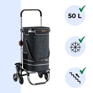 COMFORT bevásárlótáska lépcsőjáró kerekekkel, 50l, fekete