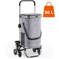 COMFORT bevásárlótáska lépcsőjáró kerekekkel, 50l, szürke
