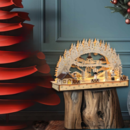 CLEMENT karácsonyi LED ív, 45x12,5x28cm, természetes barna