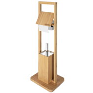WC kefe és papírtartó bambusz állvány, 24,5x20x83cm, barna