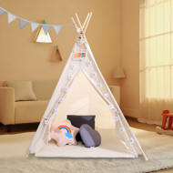JULIUS gyerek teepee sátor, 120x120x160cm, fehér/szürke