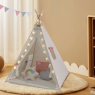 JULIA gyerek teepee sátor, 160x120x120cm, bézs/rózsaszín