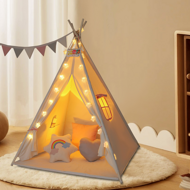JULIA gyerek teepee sátor, 160x120x120cm, bézs/rózsaszín