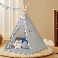 JULIUS gyerek teepee sátor, 120x120x160cm, szürke/kék