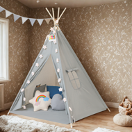 JULIUS gyerek teepee sátor, 120x120x160cm, szürke/kék