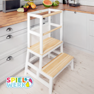 PLAY tanulótorony fenyőfa, 93x56x49cm, fehér/natúr barna