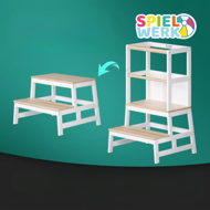 PLAY tanulótorony fenyőfa, 93x56x49cm, fehér/natúr barna