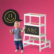 PLAY tanulótorony fenyőfa, 93x56x49cm, fehér/natúr barna