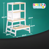 PLAY tanulótorony fenyőfa, 93x56x49cm, fehér/natúr barna