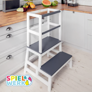 PLAY tanulótorony fenyőfa, 93x56x49cm, fehér/antracit