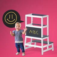 PLAY tanulótorony fenyőfa, 93x56x49cm, fehér/antracit