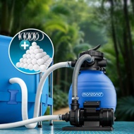 AQUA homokszűrő medencéhez szűrőgolyókkal, 10 200 l/h, kék