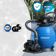 AQUA homokszűrő medencéhez szűrőgolyókkal, 10 200 l/h, kék