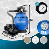 AQUA homokszűrő medencéhez szűrőgolyókkal, 10 200 l/h, kék