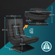 ABERDEEN napozó fotel 87×60×105cm, fekete
