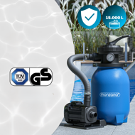 AQUA homokszűrő medencéhez szűrőgolyókkal, 5 000 l/h, kék